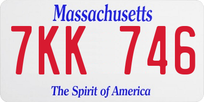 MA license plate 7KK746