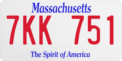 MA license plate 7KK751