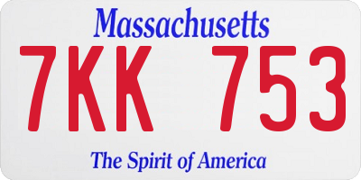 MA license plate 7KK753
