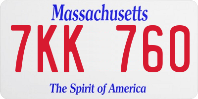 MA license plate 7KK760