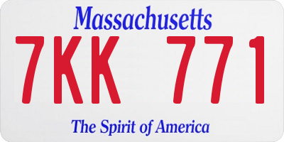 MA license plate 7KK771