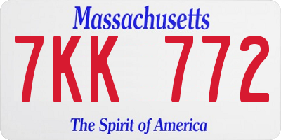 MA license plate 7KK772