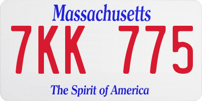 MA license plate 7KK775