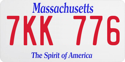 MA license plate 7KK776