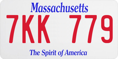 MA license plate 7KK779
