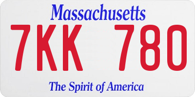 MA license plate 7KK780