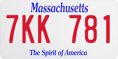 MA license plate 7KK781