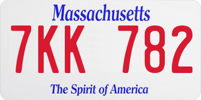 MA license plate 7KK782