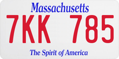 MA license plate 7KK785