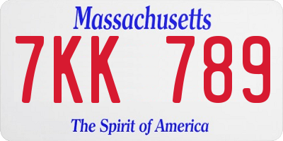 MA license plate 7KK789