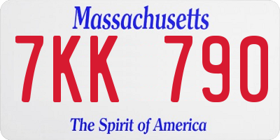MA license plate 7KK790