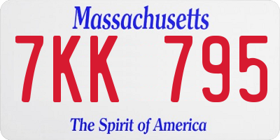 MA license plate 7KK795