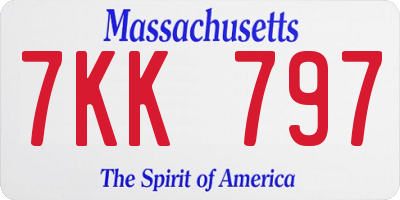 MA license plate 7KK797