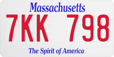 MA license plate 7KK798