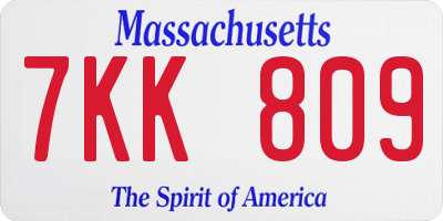 MA license plate 7KK809