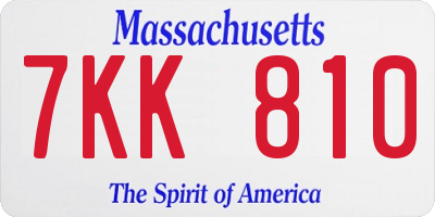 MA license plate 7KK810