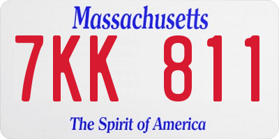 MA license plate 7KK811