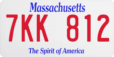 MA license plate 7KK812