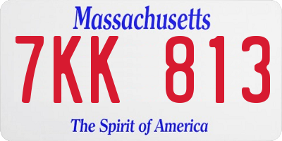 MA license plate 7KK813