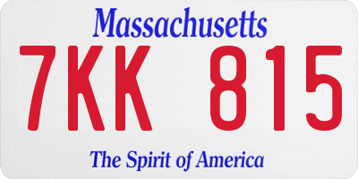 MA license plate 7KK815