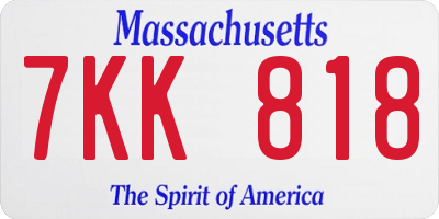 MA license plate 7KK818