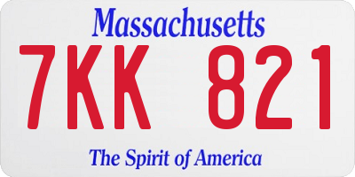 MA license plate 7KK821