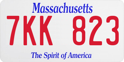 MA license plate 7KK823