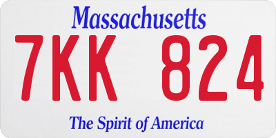 MA license plate 7KK824