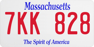 MA license plate 7KK828