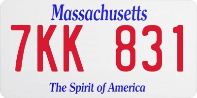 MA license plate 7KK831