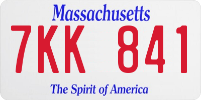 MA license plate 7KK841