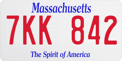 MA license plate 7KK842