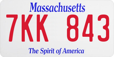 MA license plate 7KK843