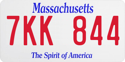 MA license plate 7KK844