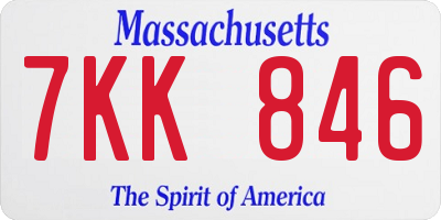 MA license plate 7KK846