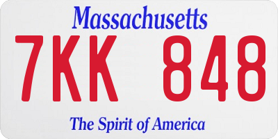 MA license plate 7KK848