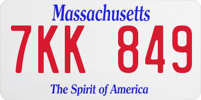 MA license plate 7KK849
