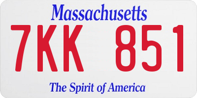 MA license plate 7KK851