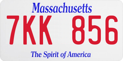 MA license plate 7KK856