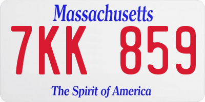 MA license plate 7KK859