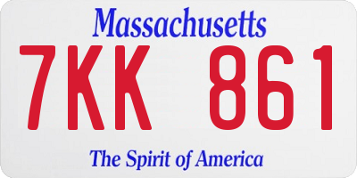 MA license plate 7KK861