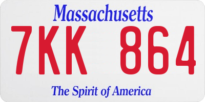MA license plate 7KK864