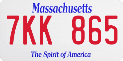 MA license plate 7KK865