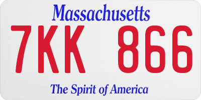 MA license plate 7KK866