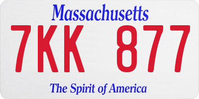 MA license plate 7KK877