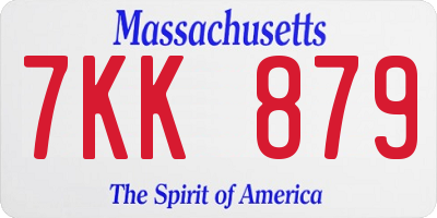 MA license plate 7KK879