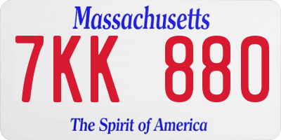 MA license plate 7KK880