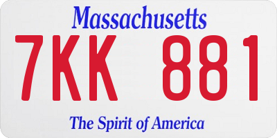 MA license plate 7KK881