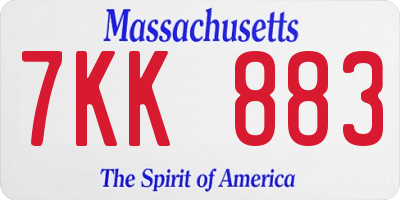 MA license plate 7KK883