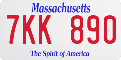 MA license plate 7KK890